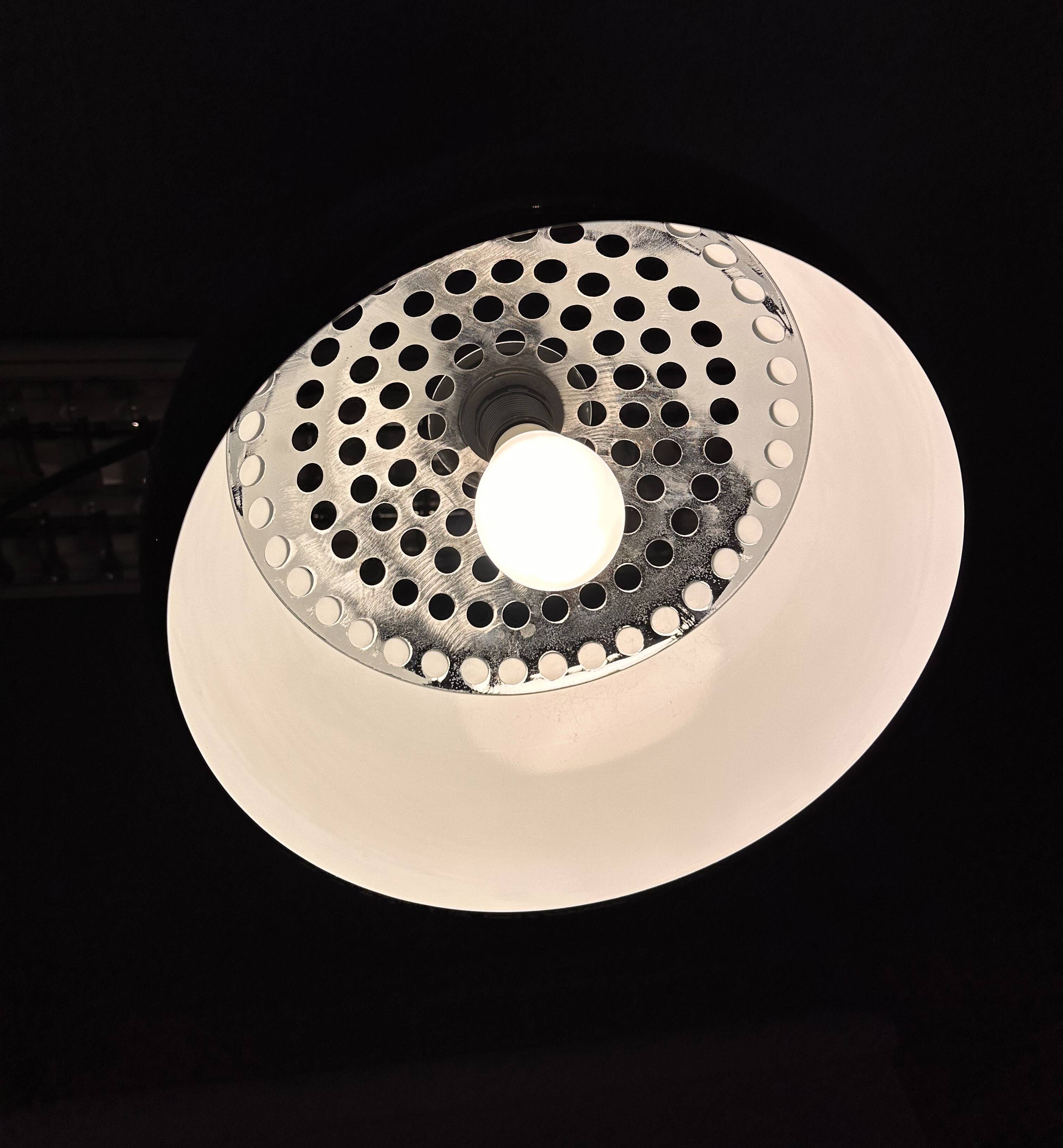Chrome arc lamp in perfect condition, retro 1970s style.