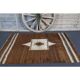 Vintage Turkish Hand-Knotted Wool Cotton Brown Kilim Area Rug 148x198