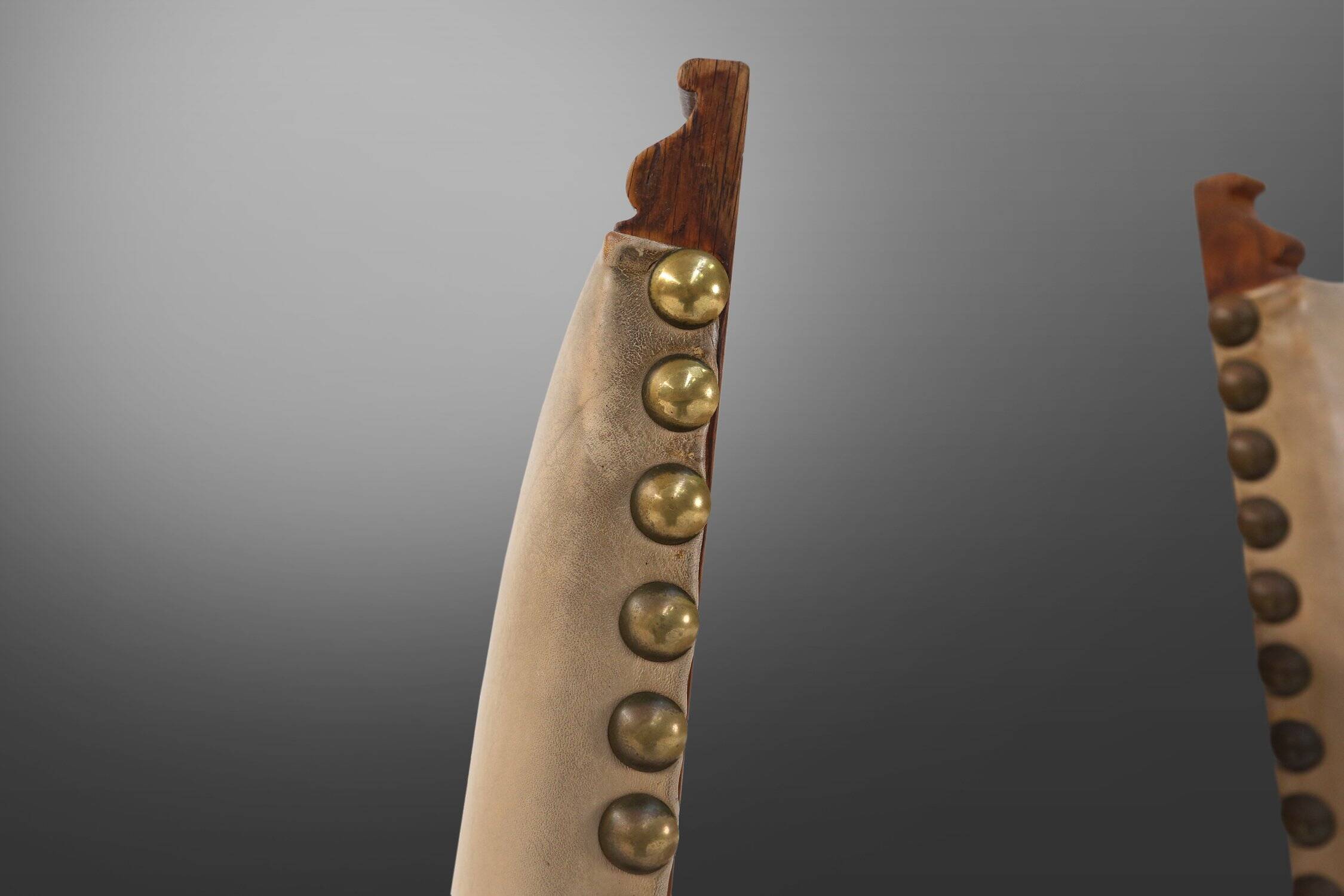 Art Deco Dining Room Chairs in Oak and Leather, 1940s, Set of 8