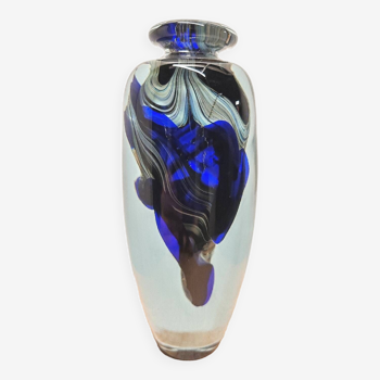 Murano type blue glass vase