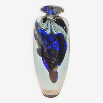 Vase verre bleu type Murano