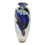 Murano type blue glass vase