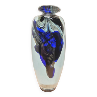 Murano type blue glass vase