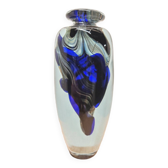 Vase verre bleu type Murano