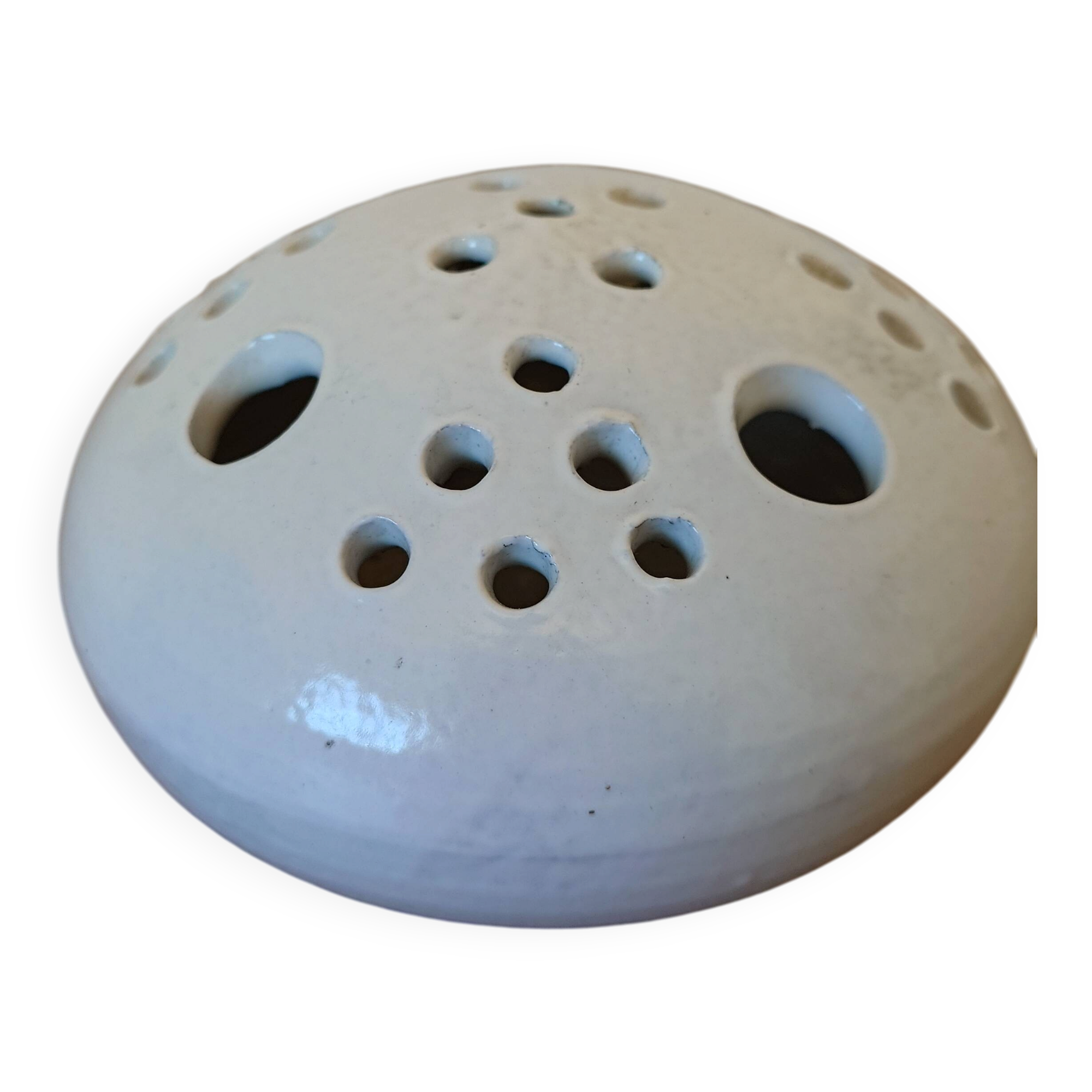 Centrepiece, white ceramic flower holder signed.