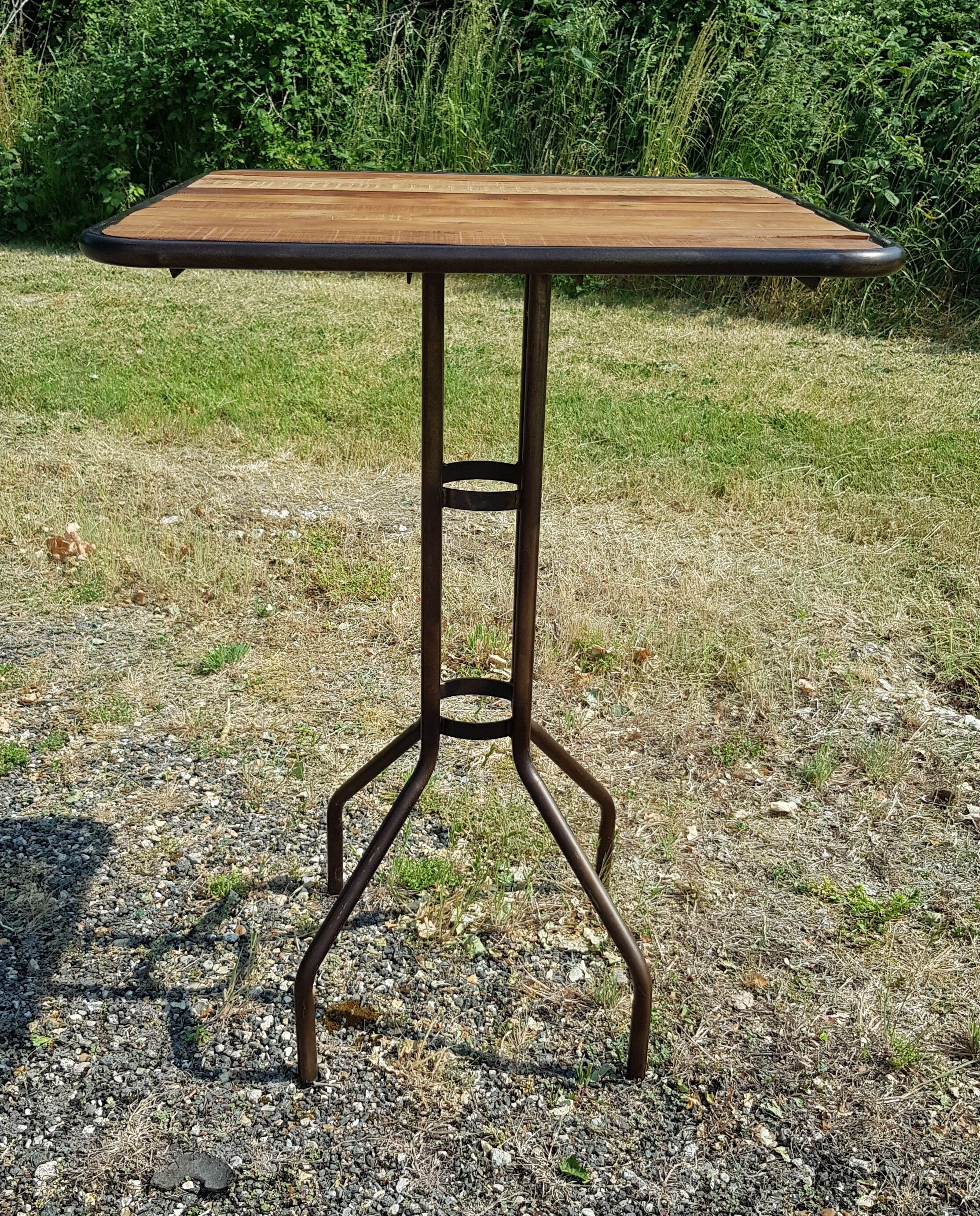 Teak and wrought iron high table