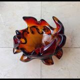 Centre de table en verre de Murano ambre ardent
