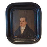 Tableau Ancien Début 19ème Siècle Huile Sur Papier Portrait