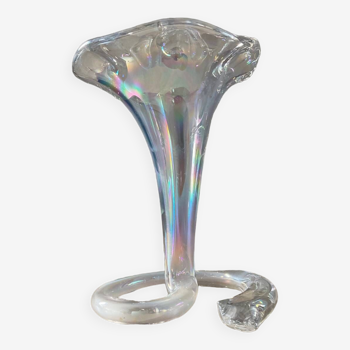 Vintage corolla soliflore vase in iridescent glass paste