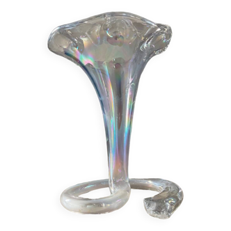 Vintage corolla soliflore vase in iridescent glass paste