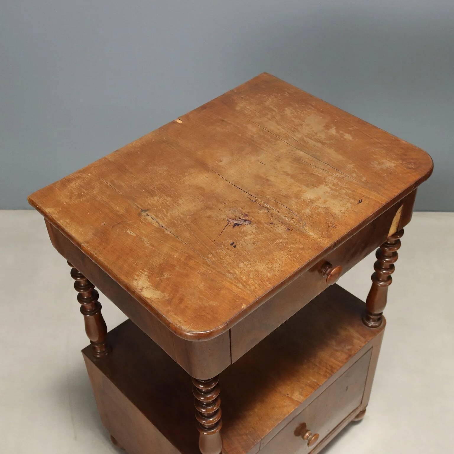 Pair of Louis-Philippe bedside tables in walnut.