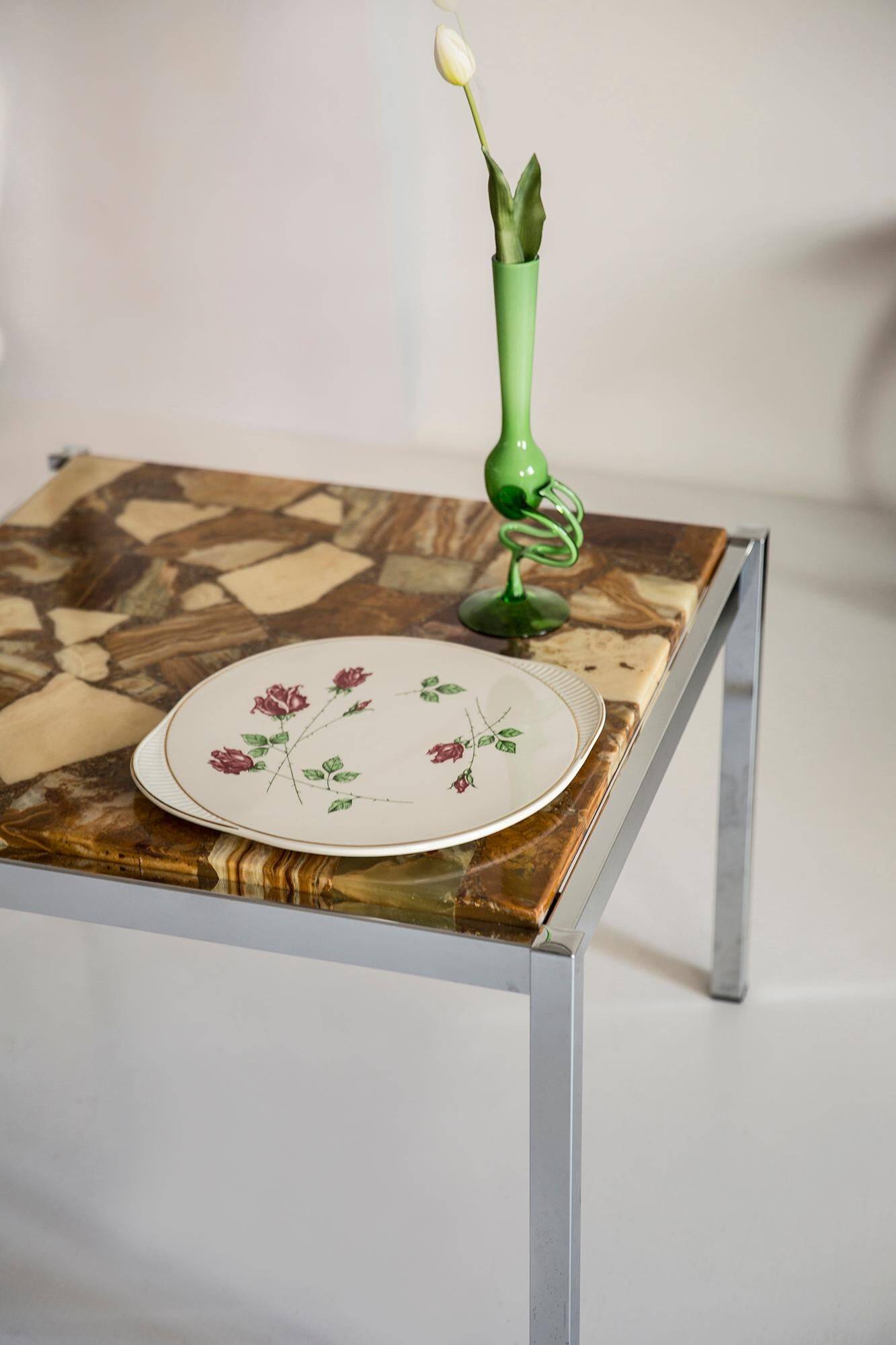 Assiette décorative Rose vintage du milieu du siècle, Allemagne, années 1970