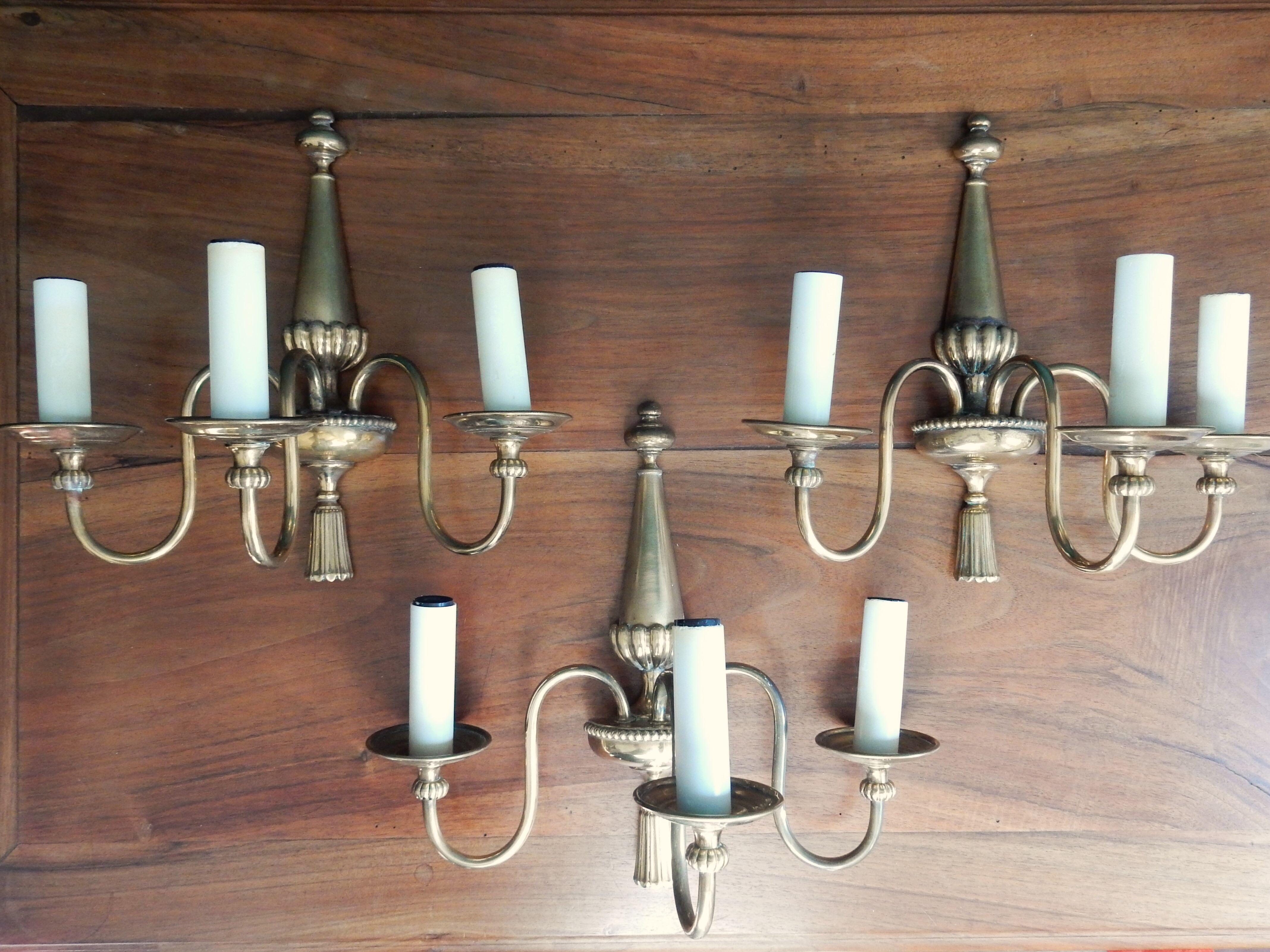 Brass wall chandelier 3 burners