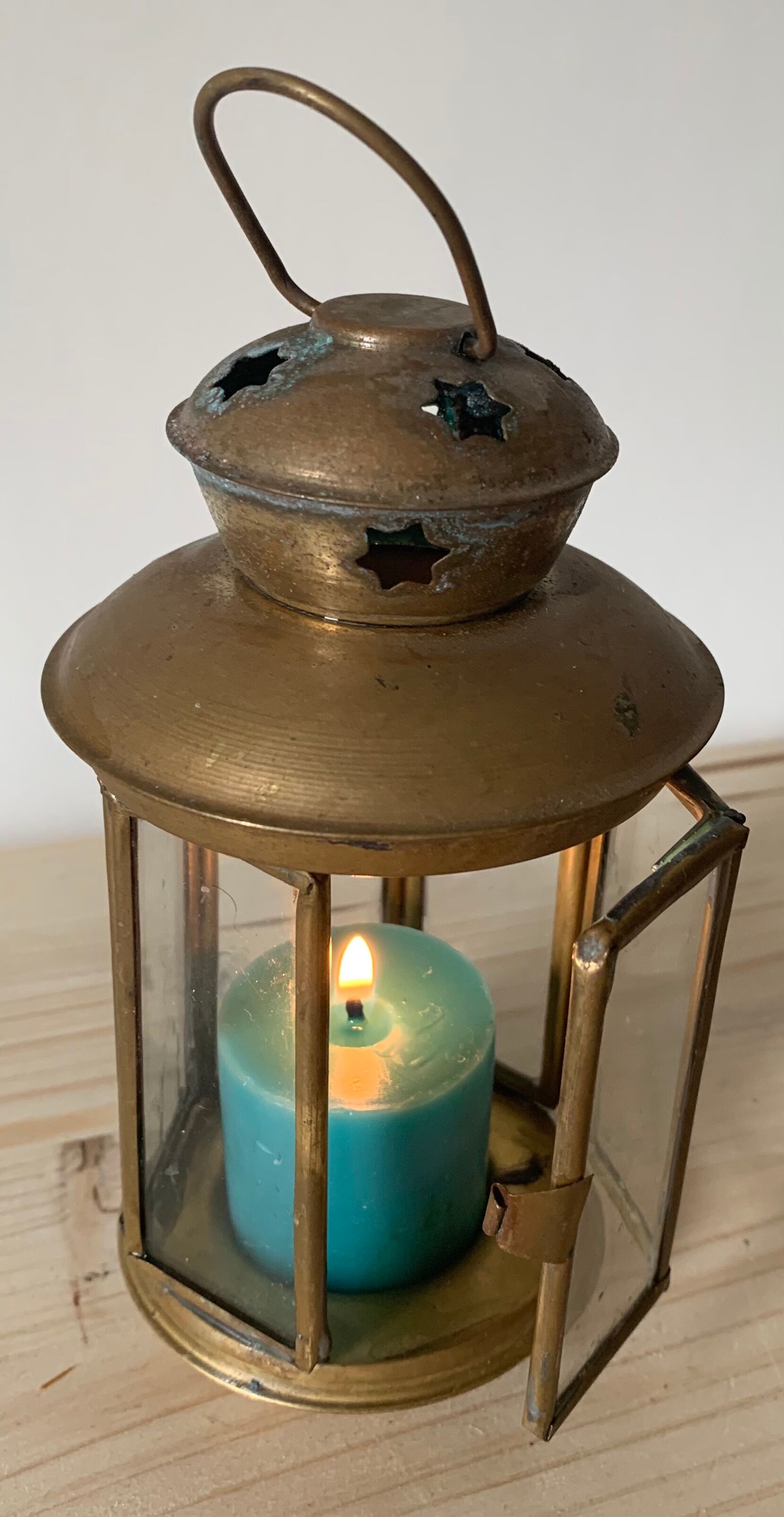 Vintage glass and metal lantern