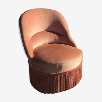 Fauteuil crapaud en velours rose