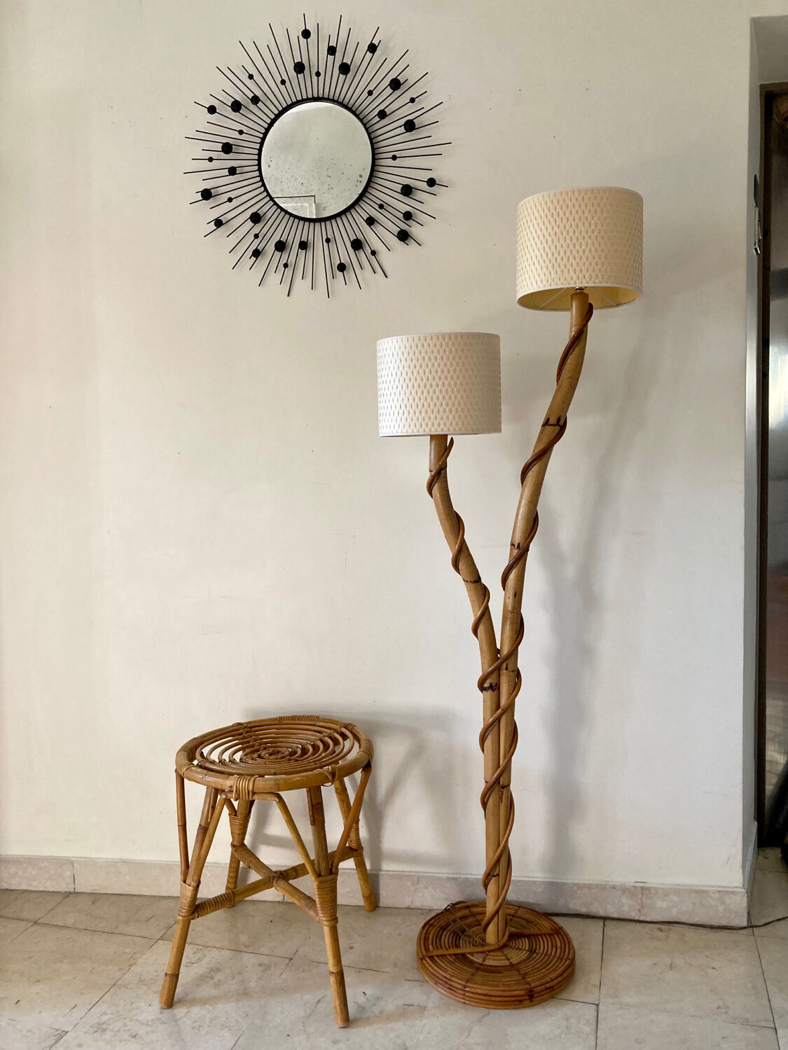 Rattan floor lamp