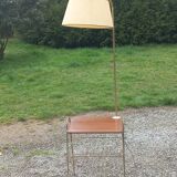 Floor lamp of the 50s in gilded metal triple mahogany tablets and gilded metal