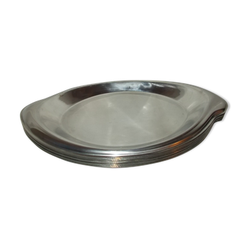 Set of 10 oval stainless steel dishes