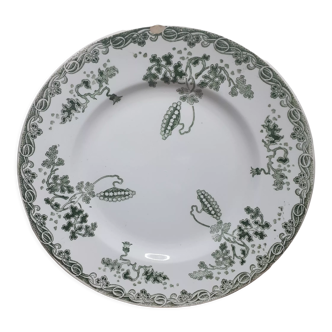 Assiette plate en faience de Saint Amand et Hamage  , Terre de fer , Modern Style ,coloris vert