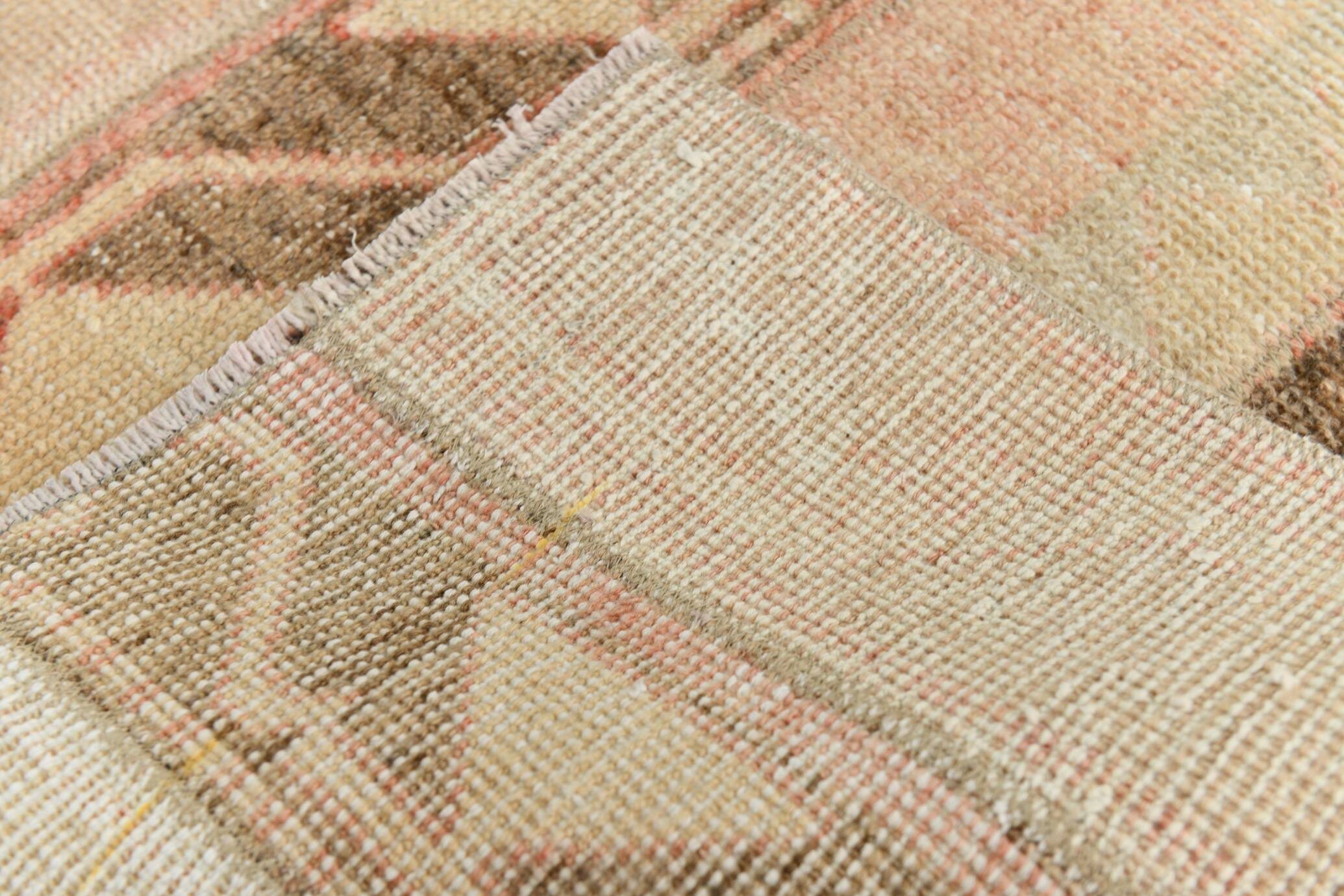 Turkish Pale Red & Cream Vintage Runner Rug, 71x378Cm