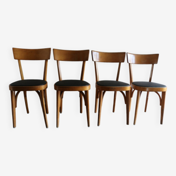 4 chaises bistrot skaï noir 1950