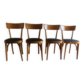 4 chaises bistrot skaï noir 1950