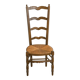 Antique wooden and straw nurse's chair - openwork backrest with bars c