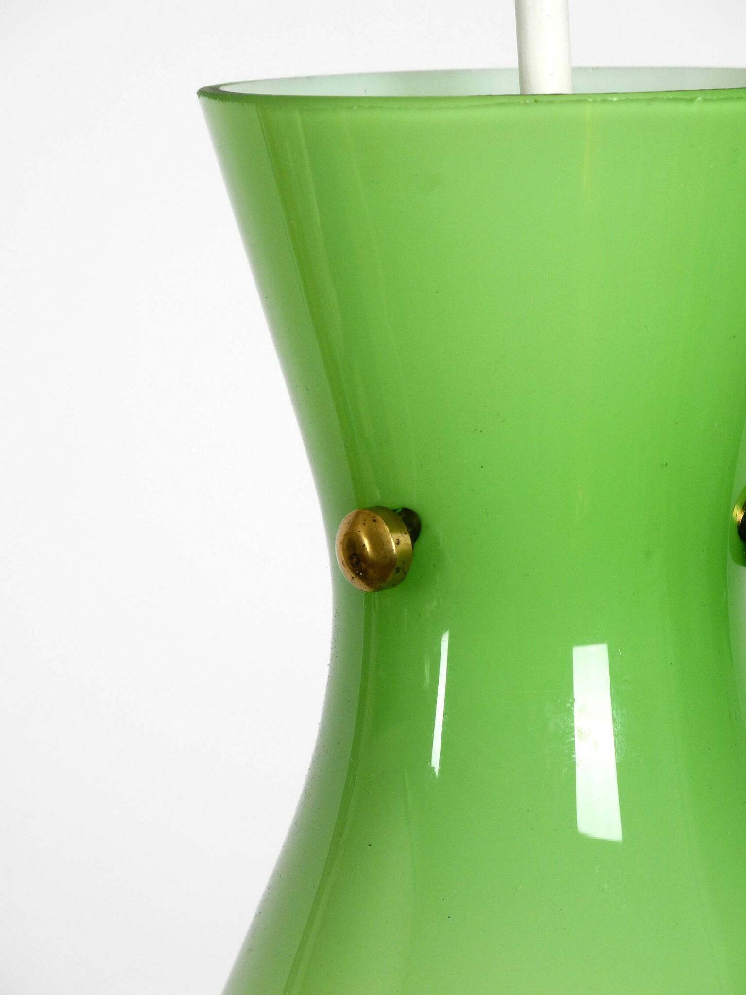 Very beautiful Mid Century flashed glass Diabolo pendant lamp in Green