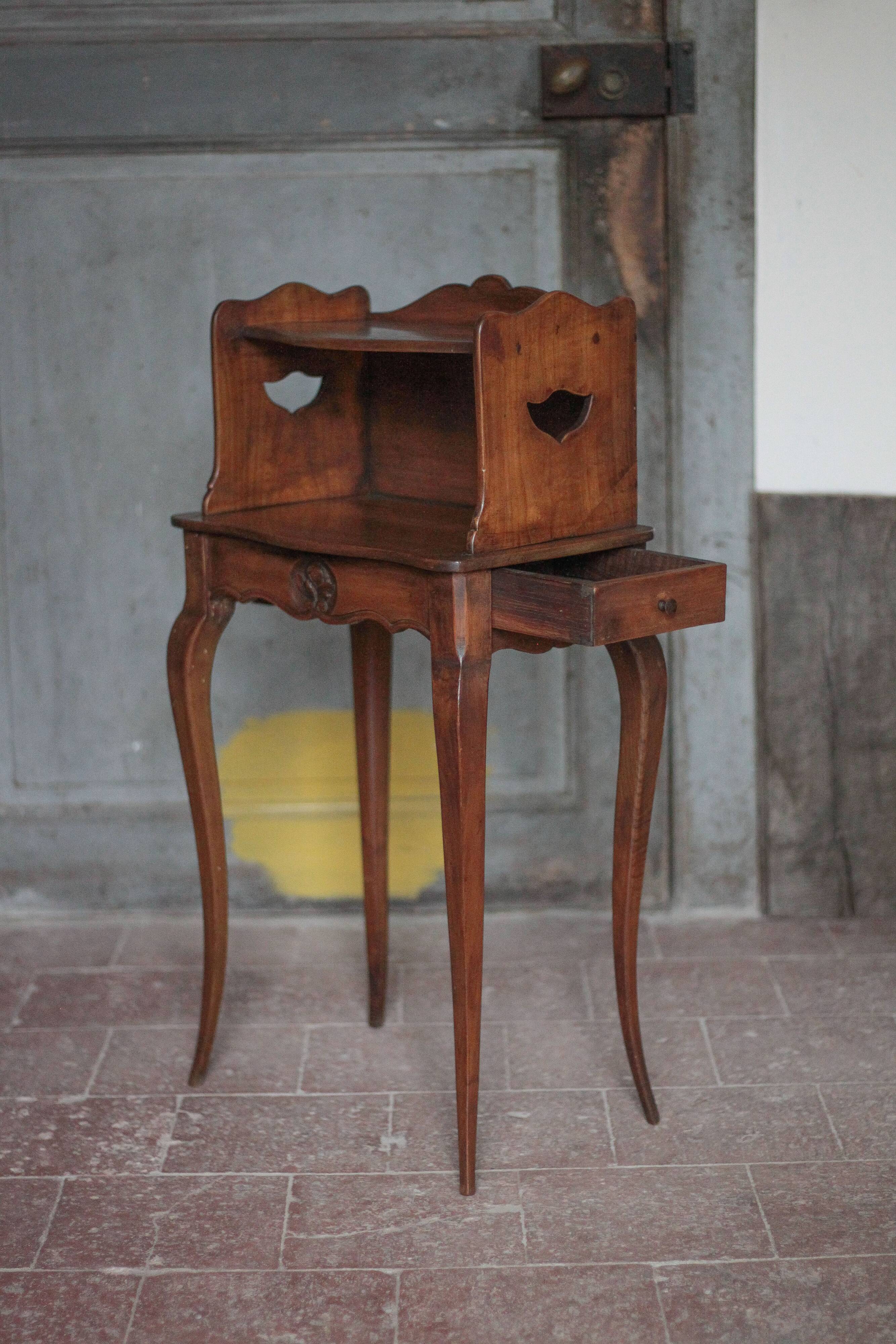 Bedside table, nightstand wood, accent furniture, antique furniture.