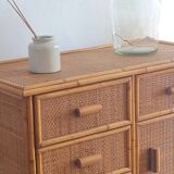 Vintage rattan chest of drawers