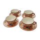 4 Japanese tea cups with saucer with empress in lithophany