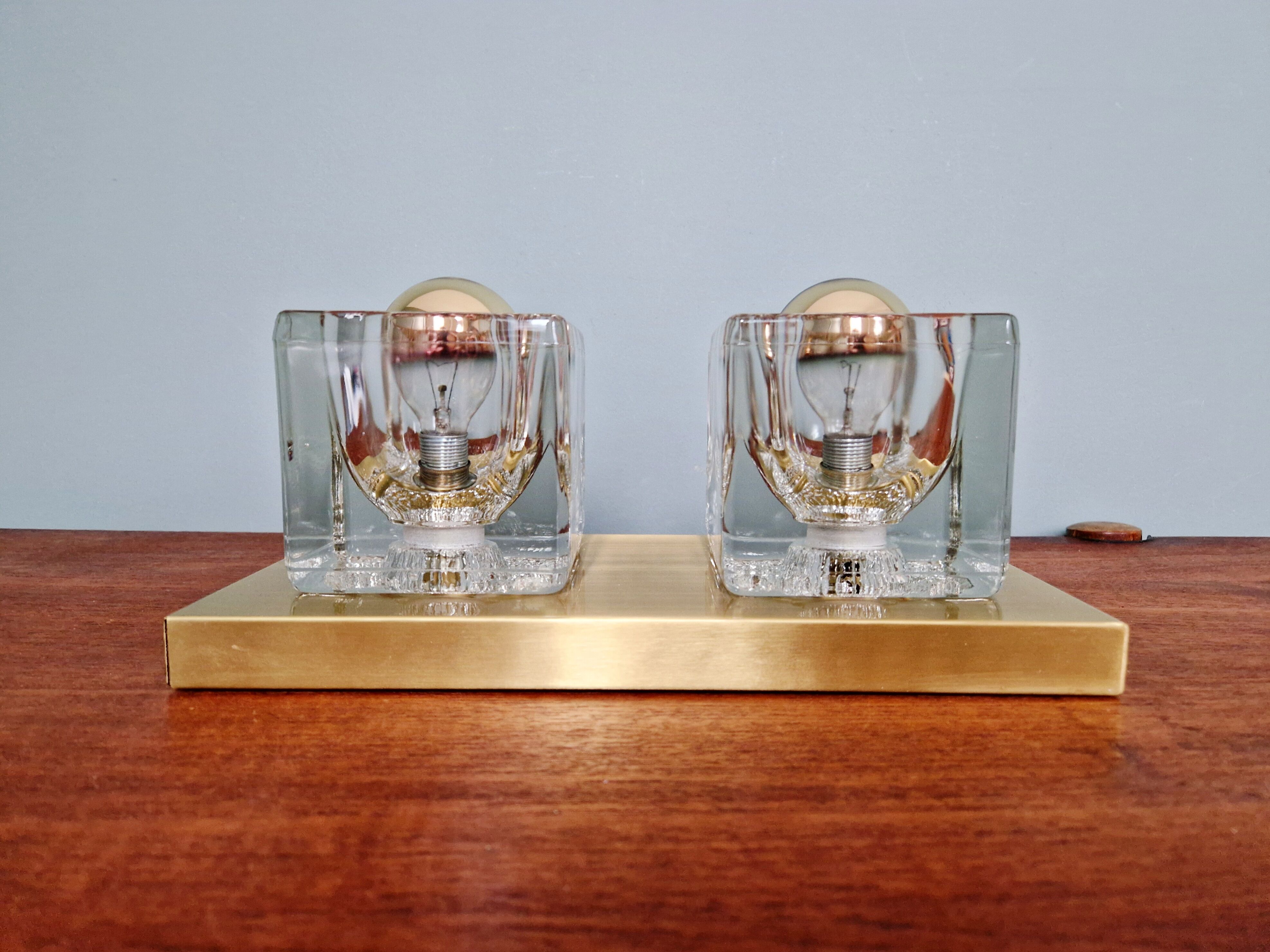 Applique murale double Ice Cube, Peill & Putzler, années 1970
