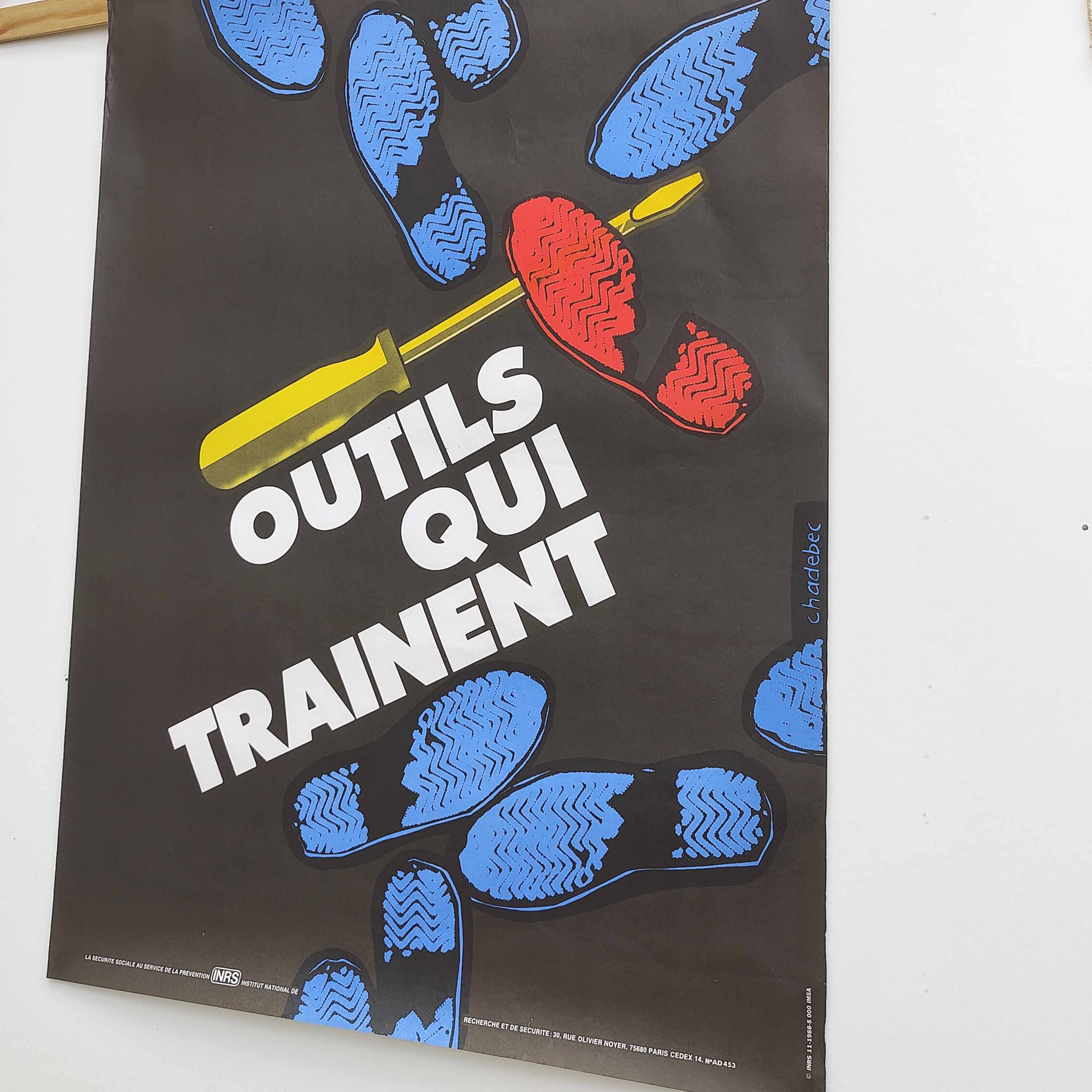 Vintage poster INRS 1988 graphics Chadebec