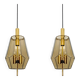 Set of 2 Smoked Glass Pendant Lamps by Glashütte Limburg