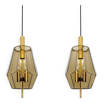 Ensemble de 2 suspensions en verre fumé de Glashütte Limburg