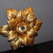Pair of wall lamps or ceiling lamps in gold metal around 1980