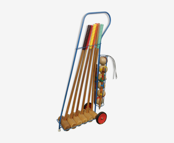Vintage croquet game with trolley
