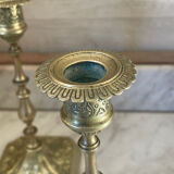 Paire de bougeoirs en laiton XIXème