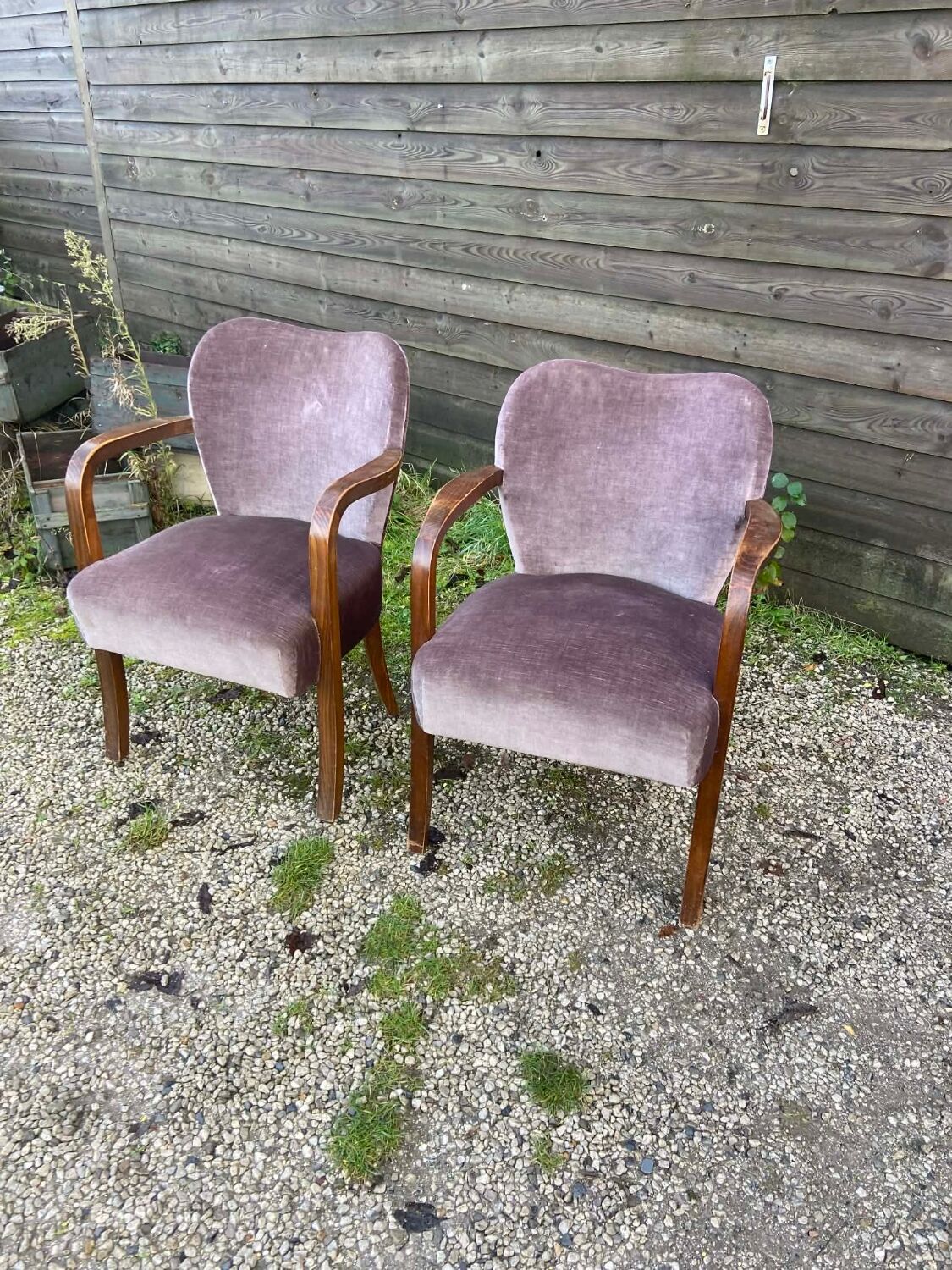 2 vintage velvet armchairs