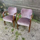 2 vintage velvet armchairs