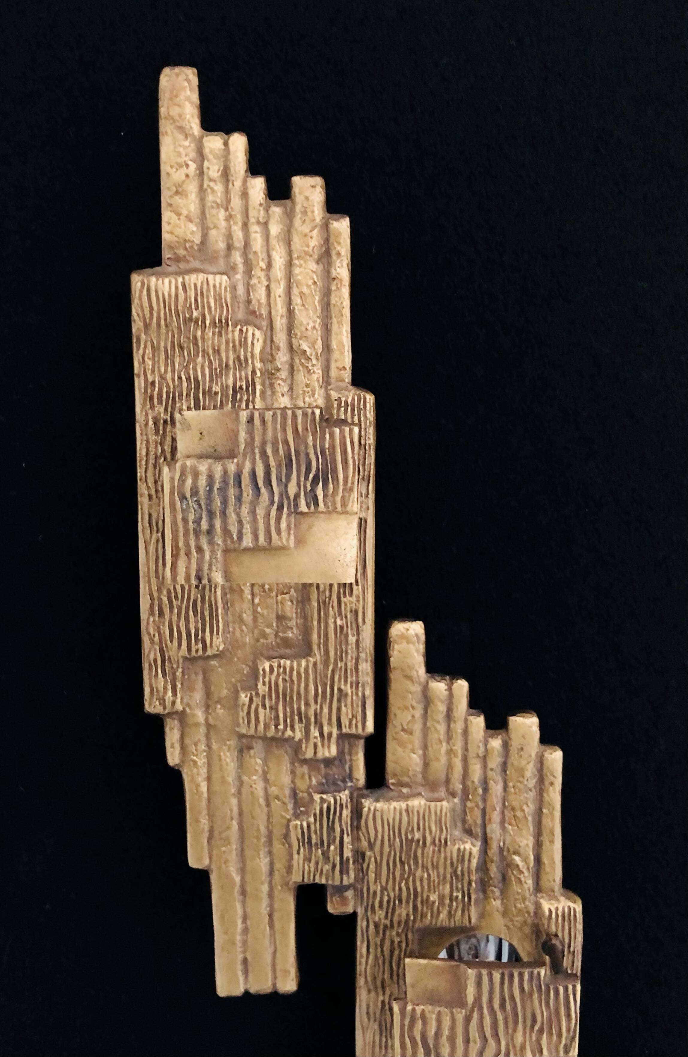 Applique brutaliste en bronze par Maxime Delo, Italie années 70
