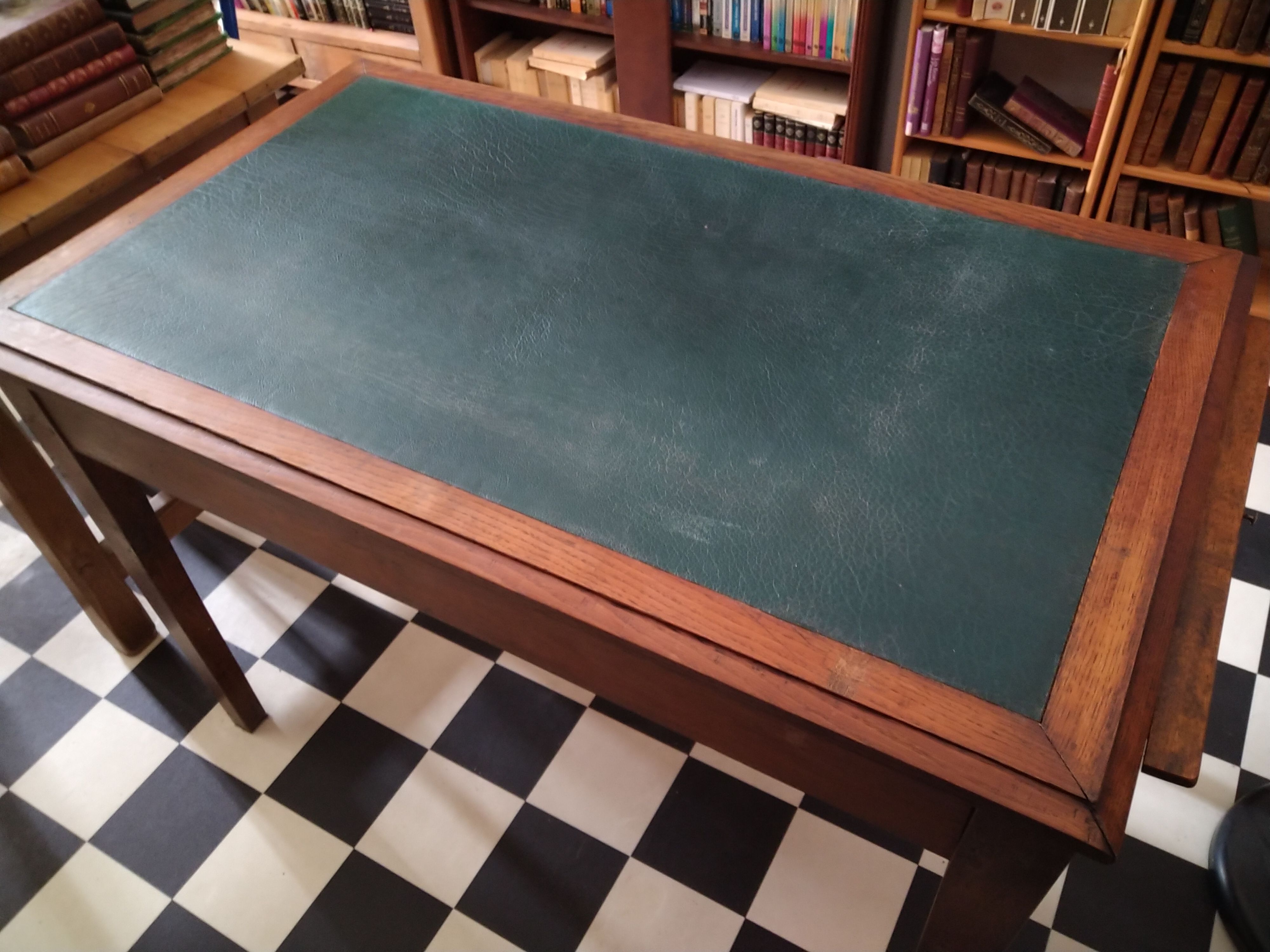 Green leather desk