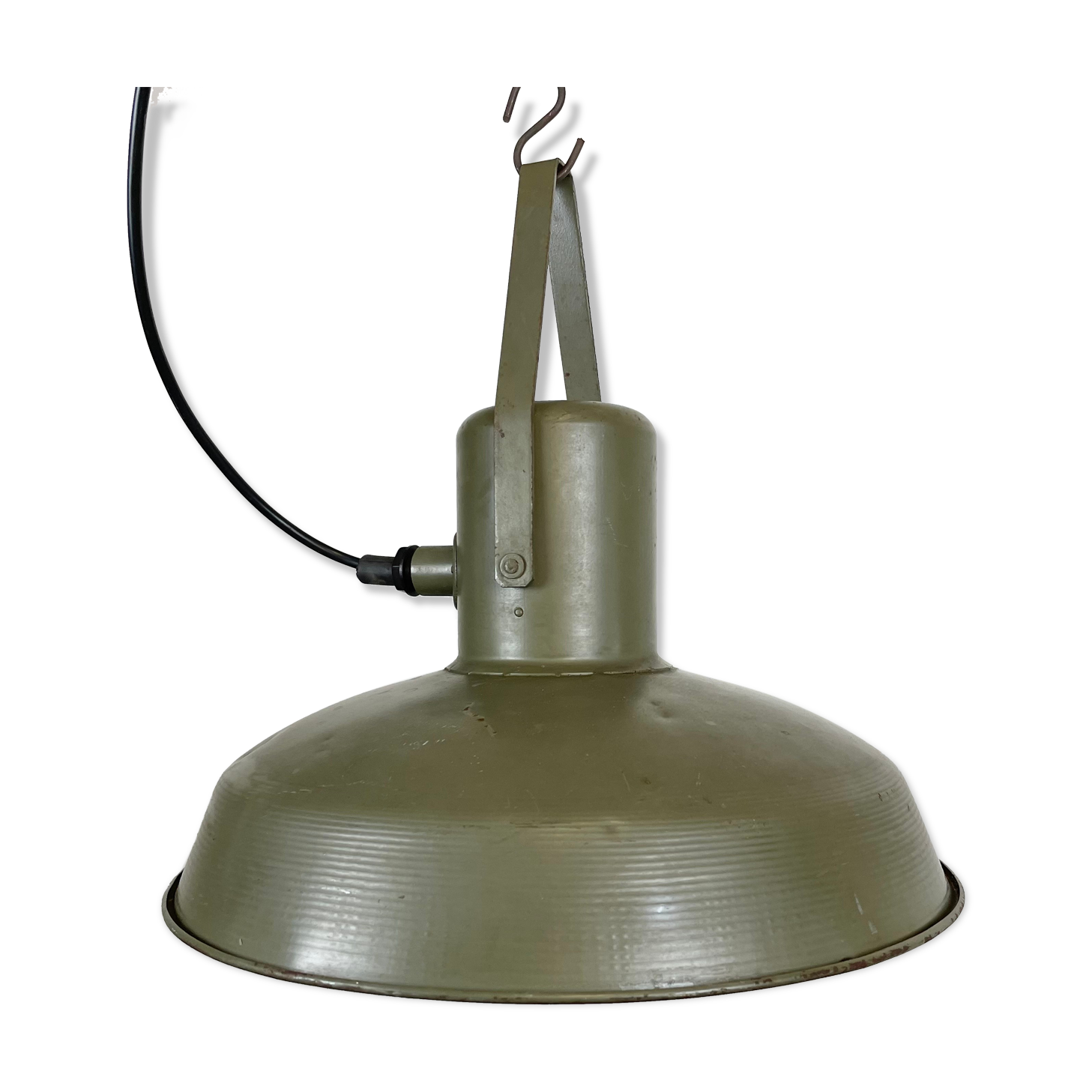 Vintage green army pendant lamp, 1960s