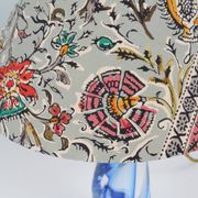 Lampe de table vintage en cristal bleu Val Saint Lambert (non signée)