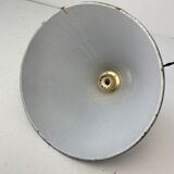 Old green enamelled conical industrial hanging lamp