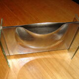 Glass and steel vase, circa 1970