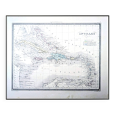 The Antilles, old map, printed in 1852.