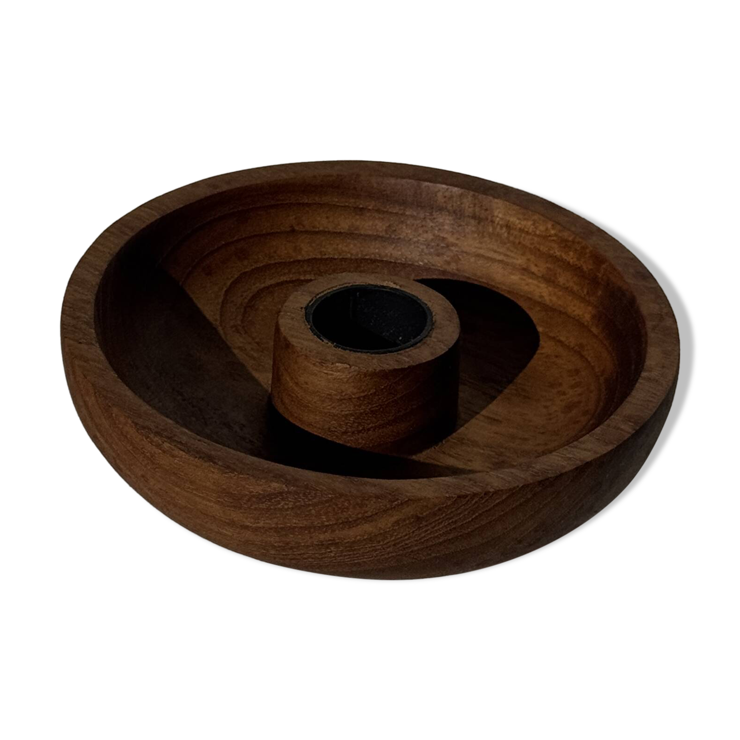 Circular teak monoxyle candle holder D12 H3