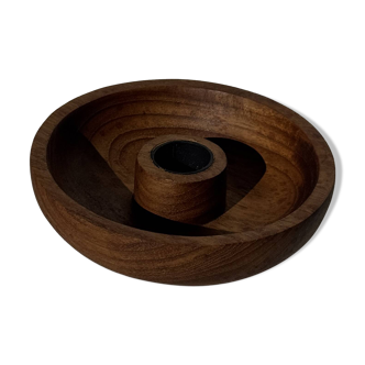 Circular teak monoxyle candle holder D12 H3