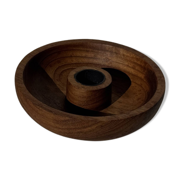 Circular teak monoxyle candle holder D12 H3